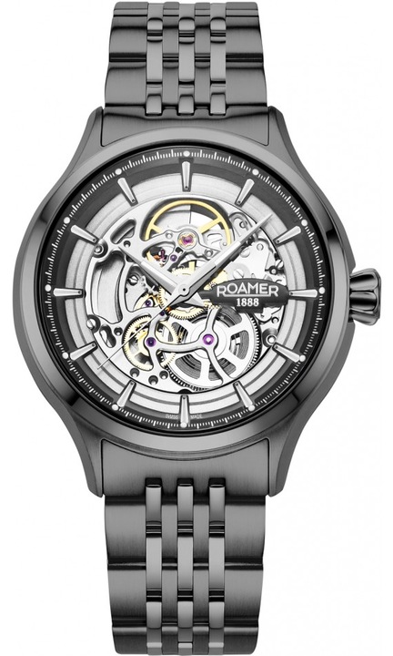 Ceas barbatesc ROAMER 101984 45 85 10, clasic, negru, cu mecanism skeleton