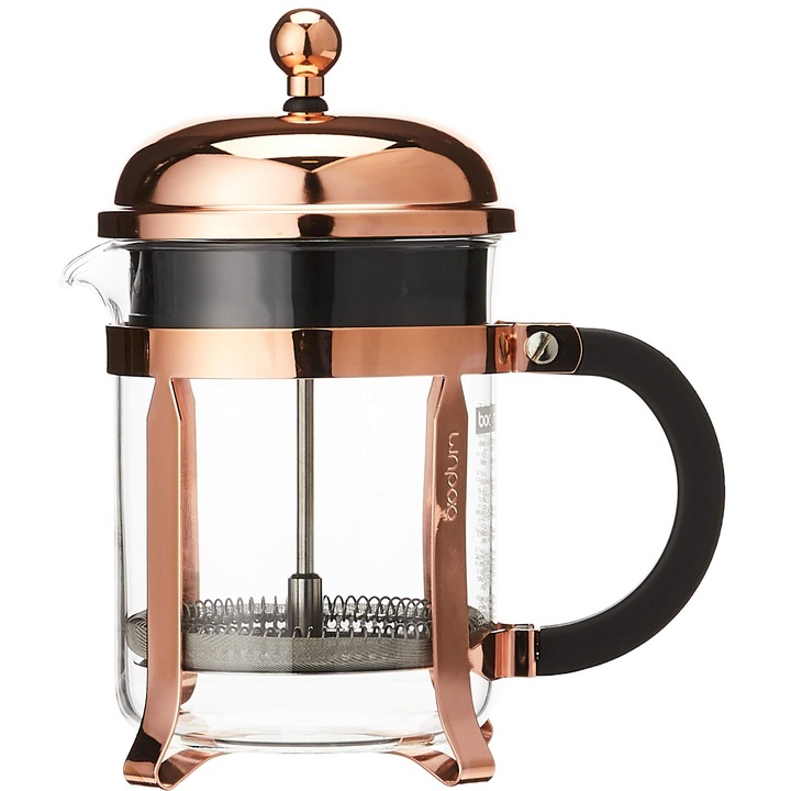 Filtru de cafea Bodum Chambord 4 cesti, crom, roz, cm, 10, 5 x 16, 6 x 19 cm, 1 unitate