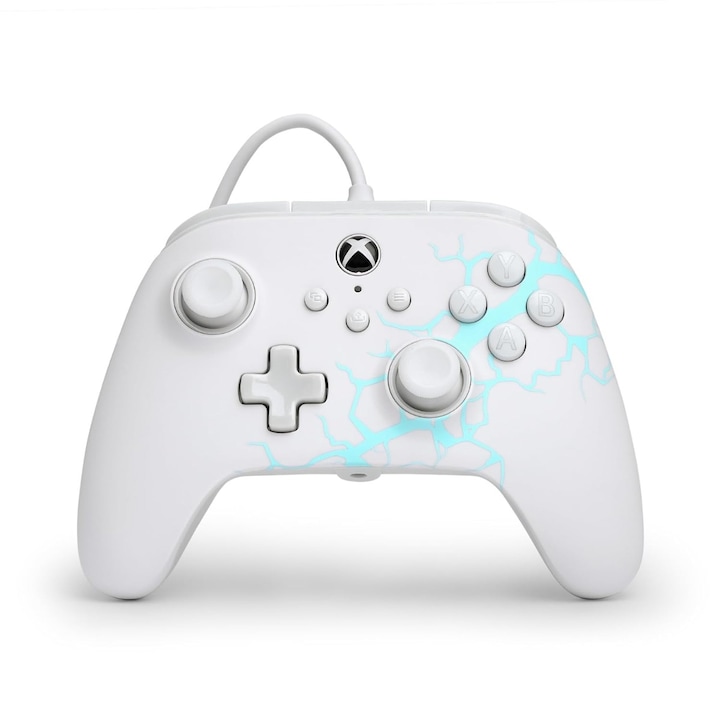 Controller cu fir, PowerA Advantage Wired, Xbox Series X, S, Xbox One, PC, Official, Hall-Effect, Arctic Ice