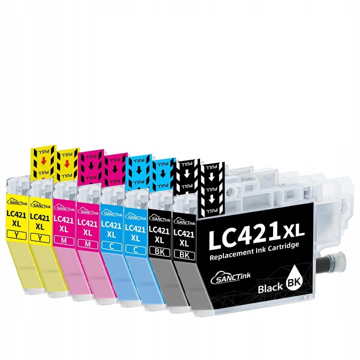 8 patronból álló készlet ARLC421XL Fekete 500 oldal Kék, Piros, Sárga, 500 oldal Kompatibilis Brother DCP-J1050DW / DCP-J1140DW / MFC-J1010DW /DCP-J1800DW Brother LC421XL