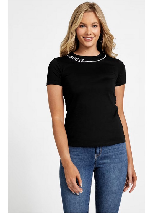 Дамска тениска, GUESS, Eco Charis, черна, Черен