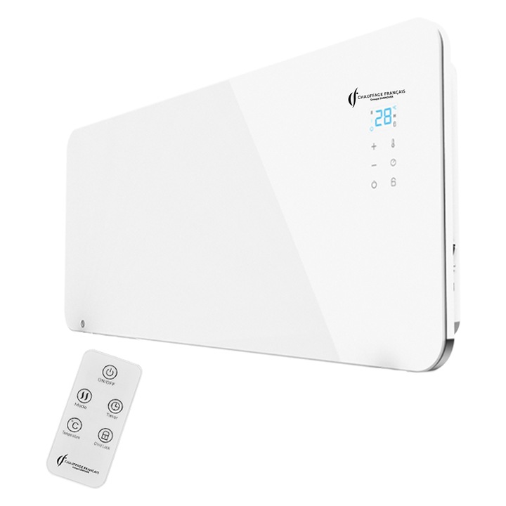 Radiator electric de perete din sticla Sorimo Sannover 1000 W Alb