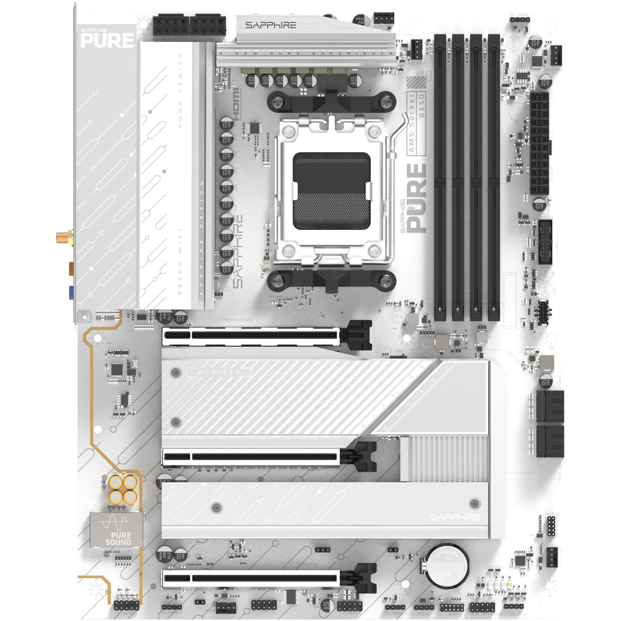 Placa de baza SAPPHIRE PURE B850A WIFI 7, Socket AM5