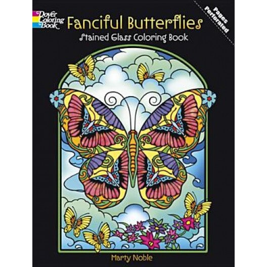 Fanciful Butterflies Stained Glass Coloring Book, Marty Noble (Author)