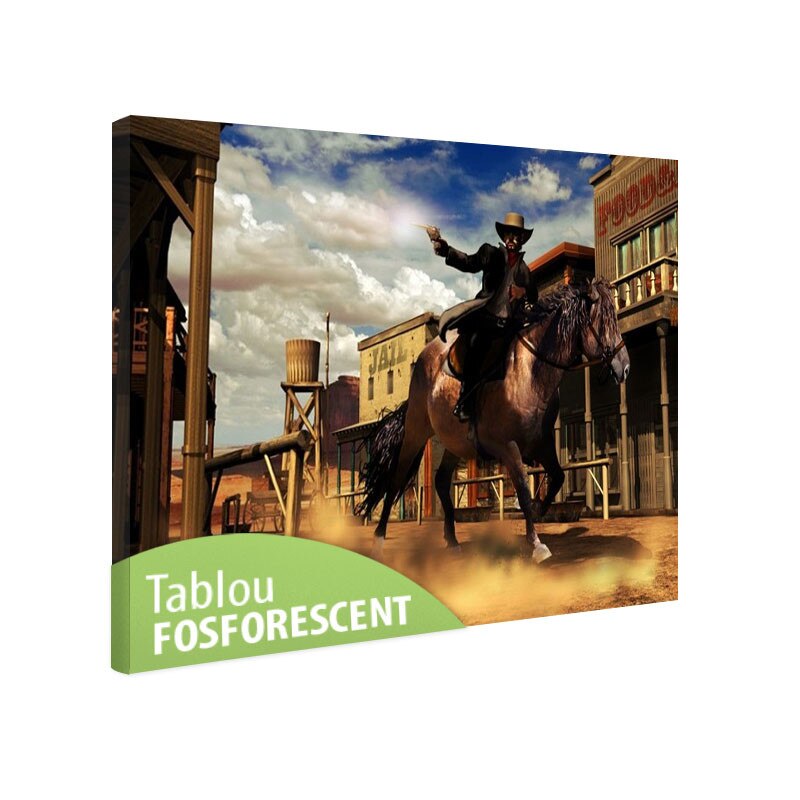 Tablou fosforescent Cowboy din Vestul Salbatic, 120x80 cm