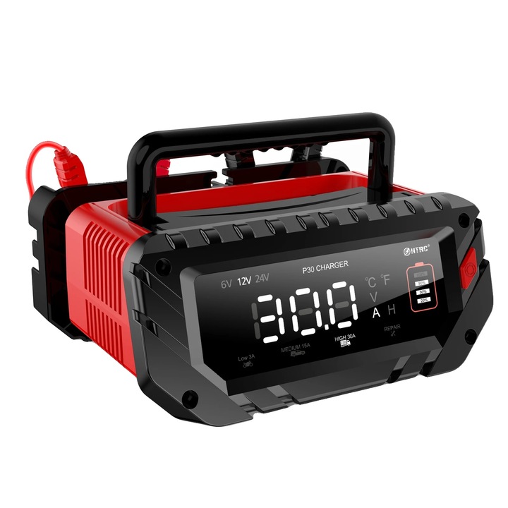 Redresor auto 30A, incarcare inteligenta, suporta baterii litiu si plumb-acid, priza EU