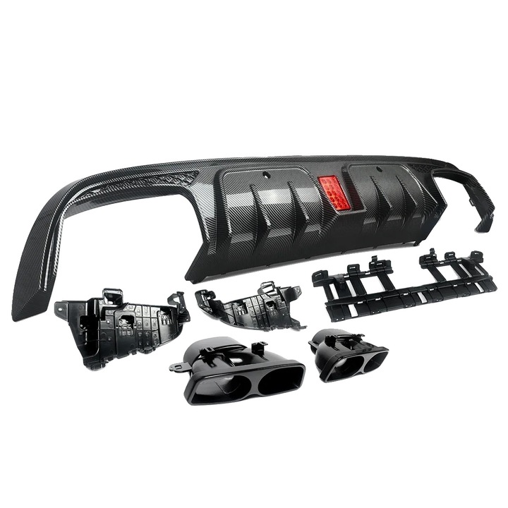 Difuzor spate pentru bara de protectie, aspect fibra de carbon, 148x31x18cm, pentru sedan cu 4 usi