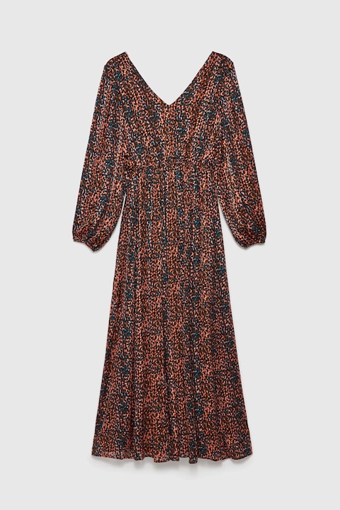 Rochie maxi cu maneci bufante, maronie, Maro