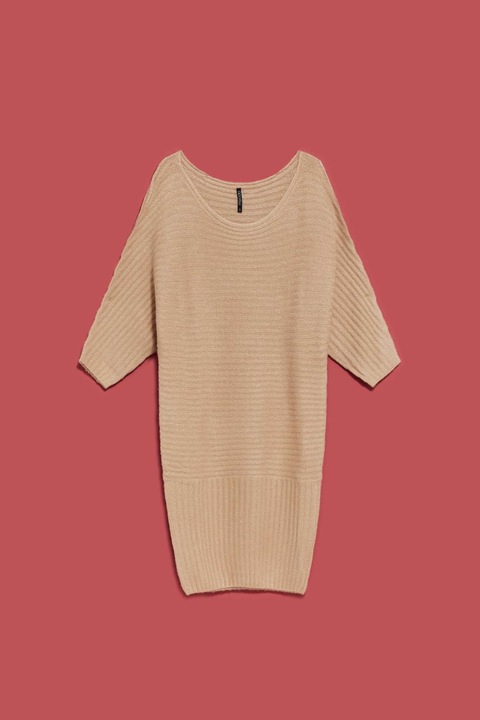 Rochie din tricot cu benzi, Bej