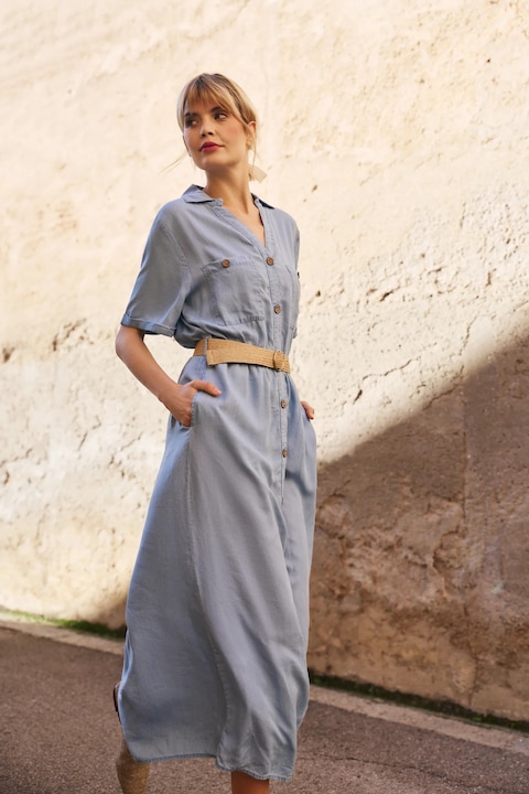 Lyocell ruha kék övvel, BLUE