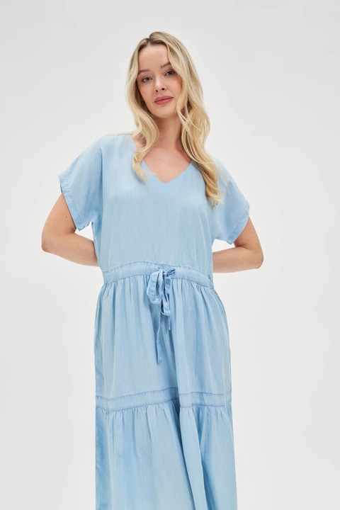 Rochie midi din lyocell albastra, BLUE