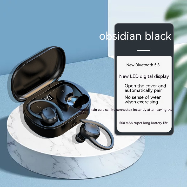 Casti wireless S260, design sportiv, Bluetooth 5.3, autonomie 4-8 ore, set cu carcasa de incarcare, multicolor