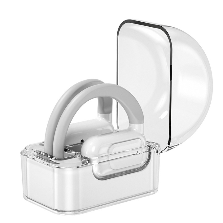 Casti wireless cu conduceri osoase, design cu ureche, anulare zgomot, alb, set