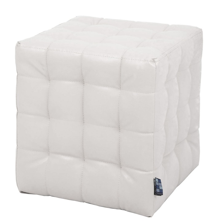 Taburet Bump - imitatie piele alb - 21894