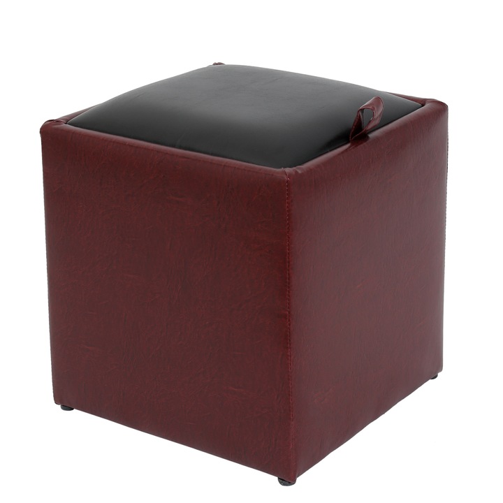 Taburet Box - imitatie piele bordo/negru - 21902/21901