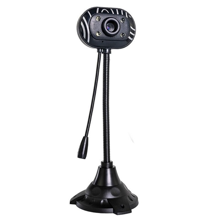 Camera web USB cu microfon, 360° rotire, plastic, 25cm