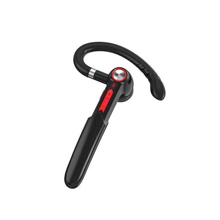 M-100 Bluetooth fülhallgató, ergonomikus kialakítás, 28 óra üzemidő, fekete és piros, motoros kiegészítő szett