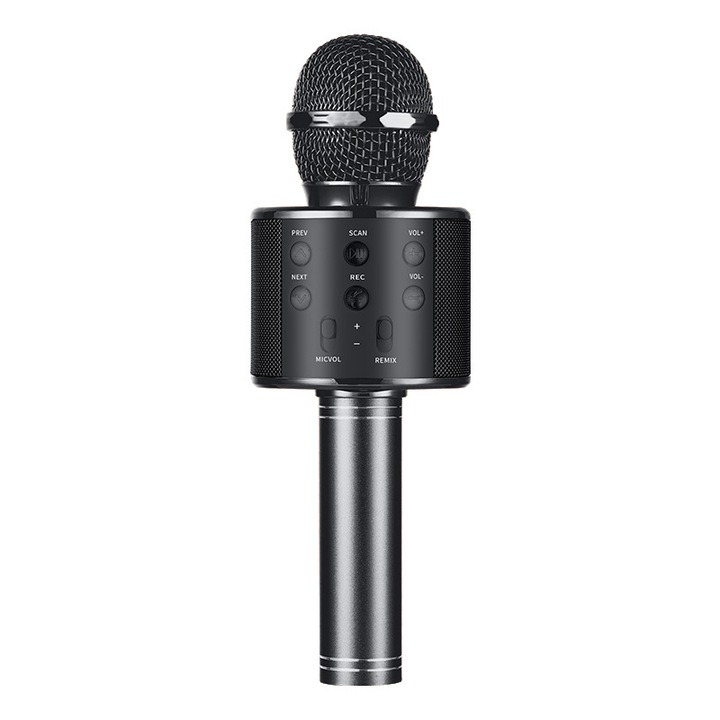 Bluetooth vezeték nélküli karaoke mikrofon 5W hangszóróval, fekete