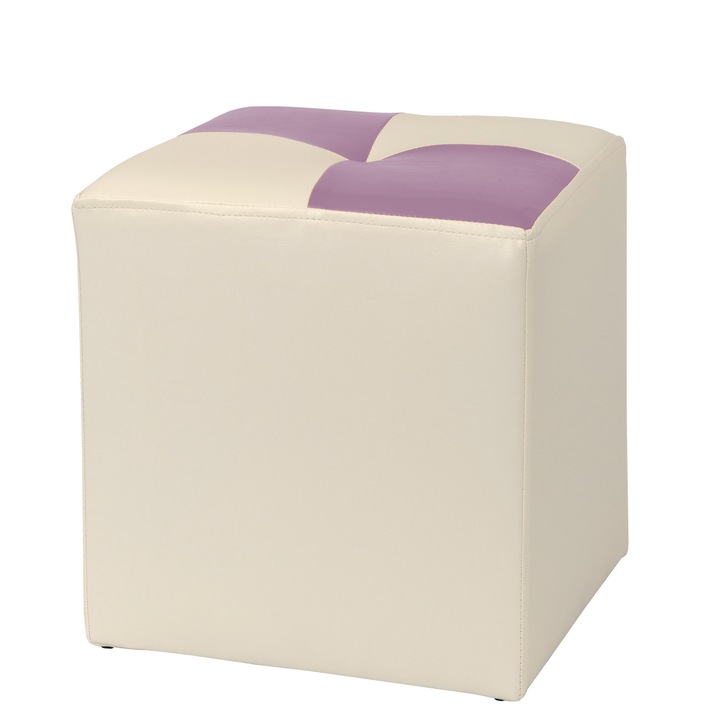 Taburet Cool - imitatie piele crem/mov - 21834/21897