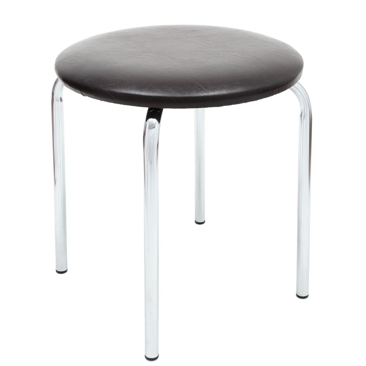 Taburet Sofia - cadru cromat - imitatie piele wenge - 21835