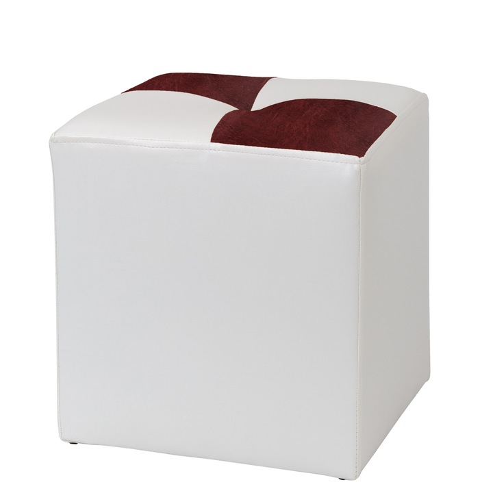 Taburet Cool - imitatie piele alb/bordo - 21894/21902