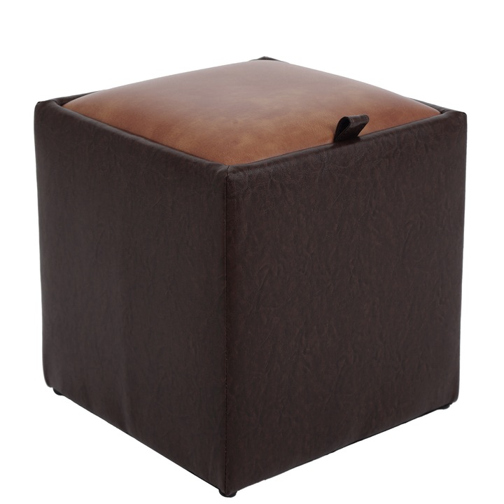 Taburet Box - imitatie piele maro/coniac - 15611/8070