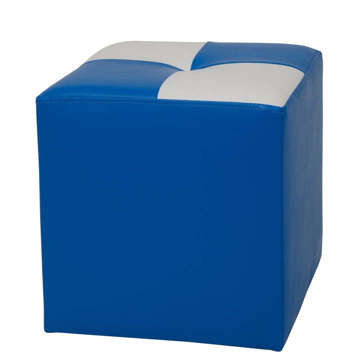 Taburet Cool - imitatie piele albastru/alb - 21898/21894