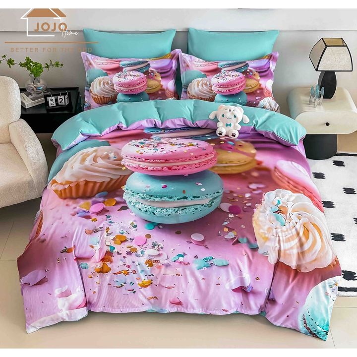 Комплект спално бельо Коледа, 5D принт, двойно легло, 6 части, долен чаршаф с ластик 180 x 200 см, плик за завивка 200x230 см, 2 калъфки за възглавници 55x80 см, 2 калъфки за възглавници 70x70 см, MHR-1604