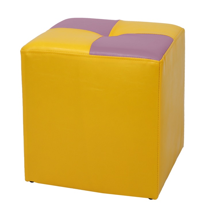 Taburet Cool - imitatie piele galben/mov - 22168/21897