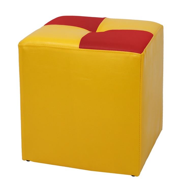 Taburet Cool - imitatie piele galben/rosu - 22168/21900