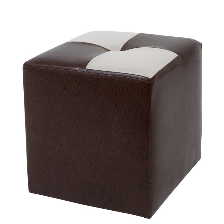 Taburet Cool - imitatie piele maro/alb - 15611/21894