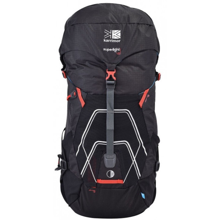 Karrimor Superlight 30L túra hátizsák, fekete, kényelmes hordozórendszer, 7 zseb