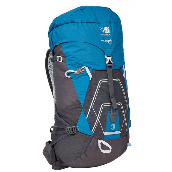 Karrimor Superlight 30L túra hátizsák, kék, kényelmes hordozórendszer, 7 zseb