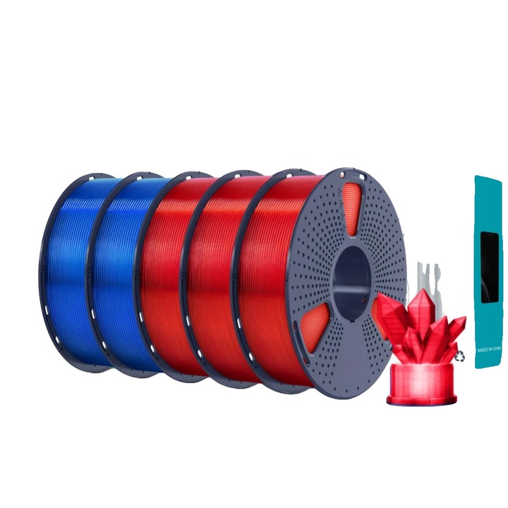Filament 3D, 3KG ÁTLÁTSZÓ 2KG KÉK, PETG, 1.75mm, többszínű