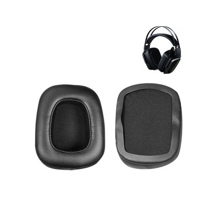 Casti de schimb pentru Razer Tiamat V2 7.1/2.2, set, piele proteica, spuma cu memorie, negru