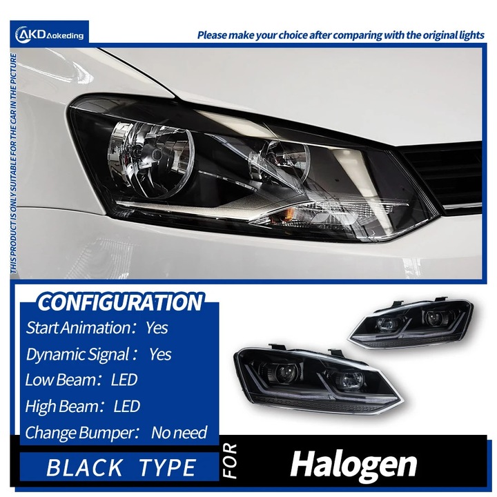 Ansamblu faruri LED, negru, pentru masini cu volan pe stanga, 12V, 3 in