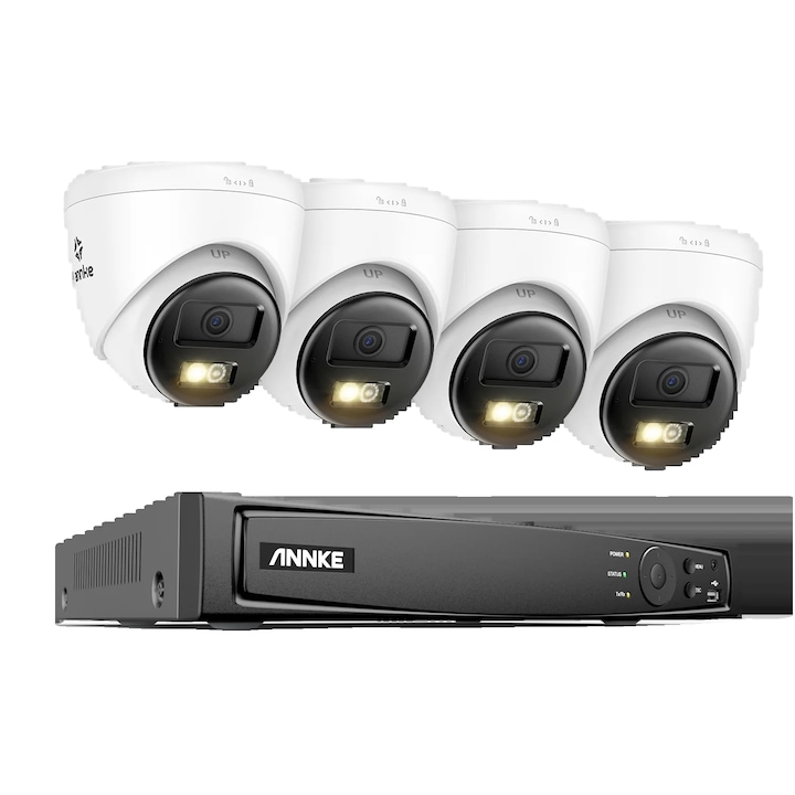 Kit Supraveghere 8CH NVR cu 4 Camere 5MP, Nocturna Color, PTZ, Rezistenta la Apa IP66