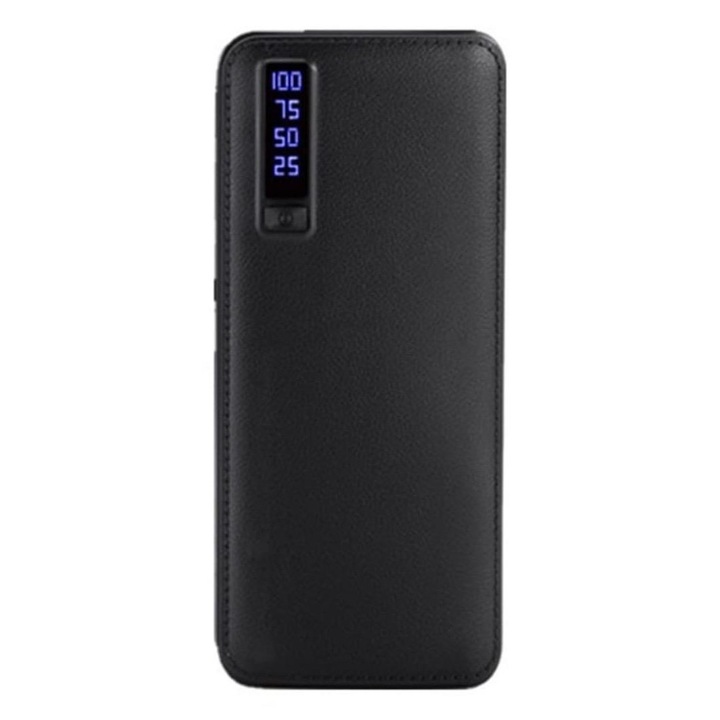Професионална външна батерия 30.000 mAh, 3 x USB порта, фенерче, черна