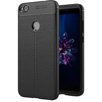 Husa Leather PROTECTS pentru Huawei P8 Lite (2017) / P9 Lite (2017), Negru