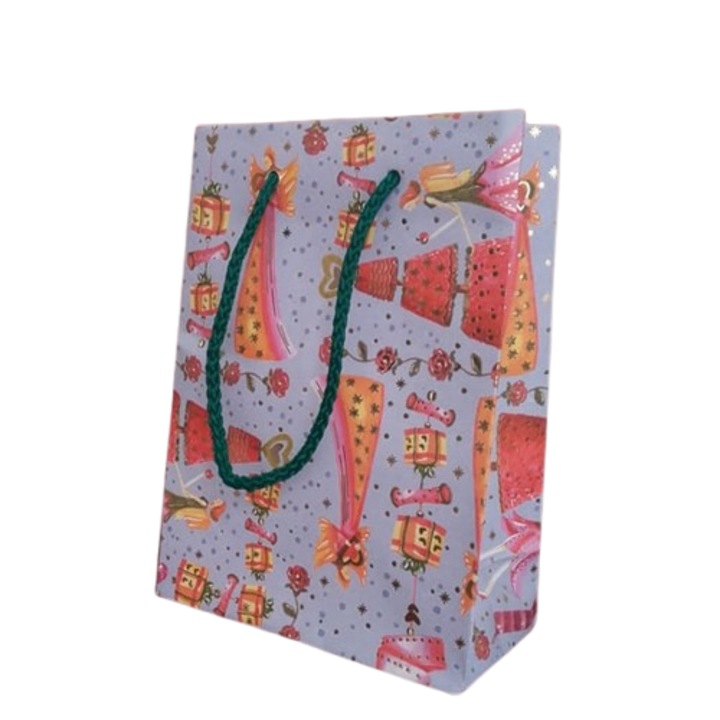 Pungi de hârtie confetti albastre, set 100 bucăți, 16x8x22 cm