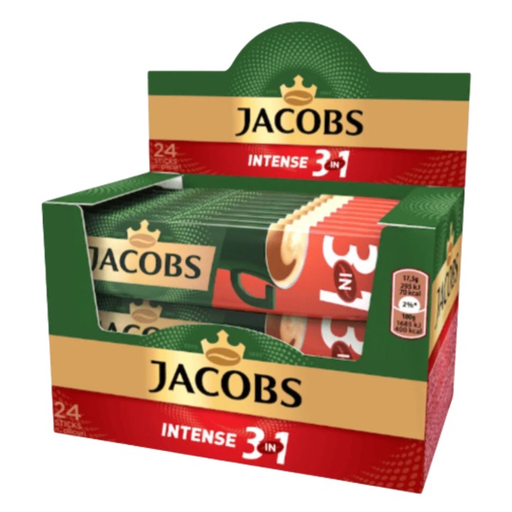 Instant kávé, Jacobs, 3 az 1-ben Intense, 24 tasak x 17.5 g, 420 g