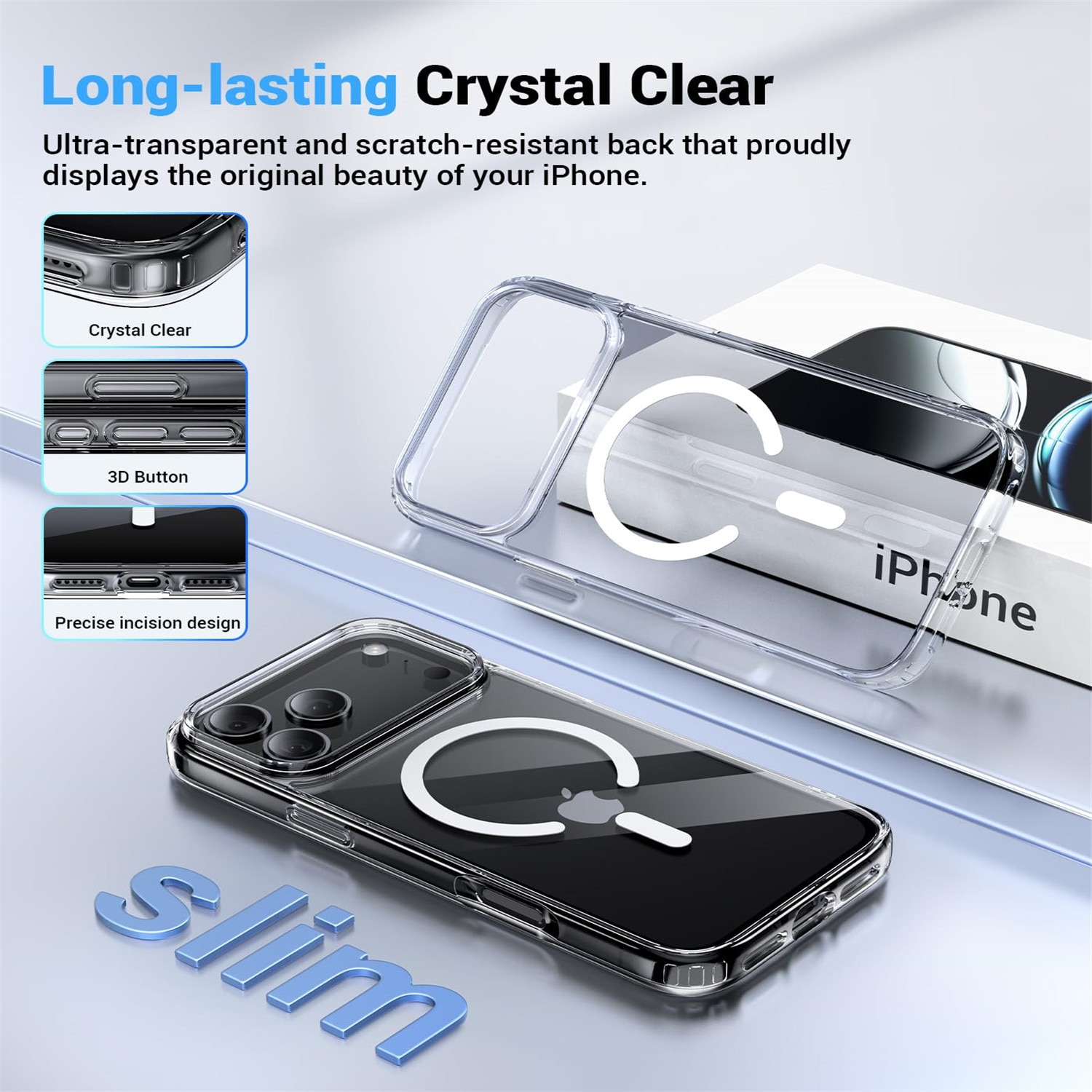 Husa Transparenta MagSafe, AEWOYAD®, Anti-Shock, Rezistent la caderi, Incarcare Wireless, Compatibila cu Apple iPhone 17 Pro
