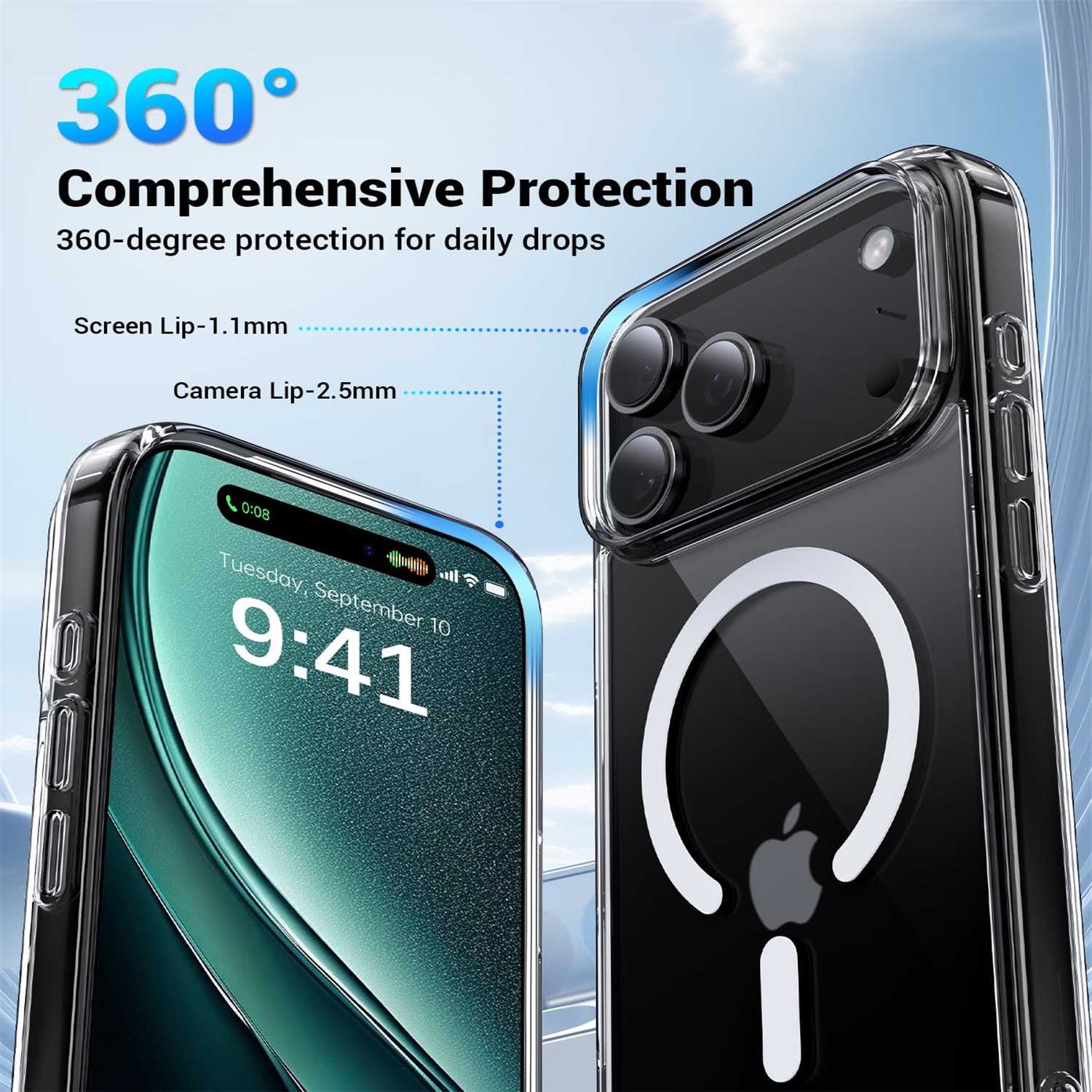 Husa Transparenta MagSafe, AEWOYAD®, Anti-Shock, Rezistent la caderi, Incarcare Wireless, Compatibila cu Apple iPhone 17 Pro
