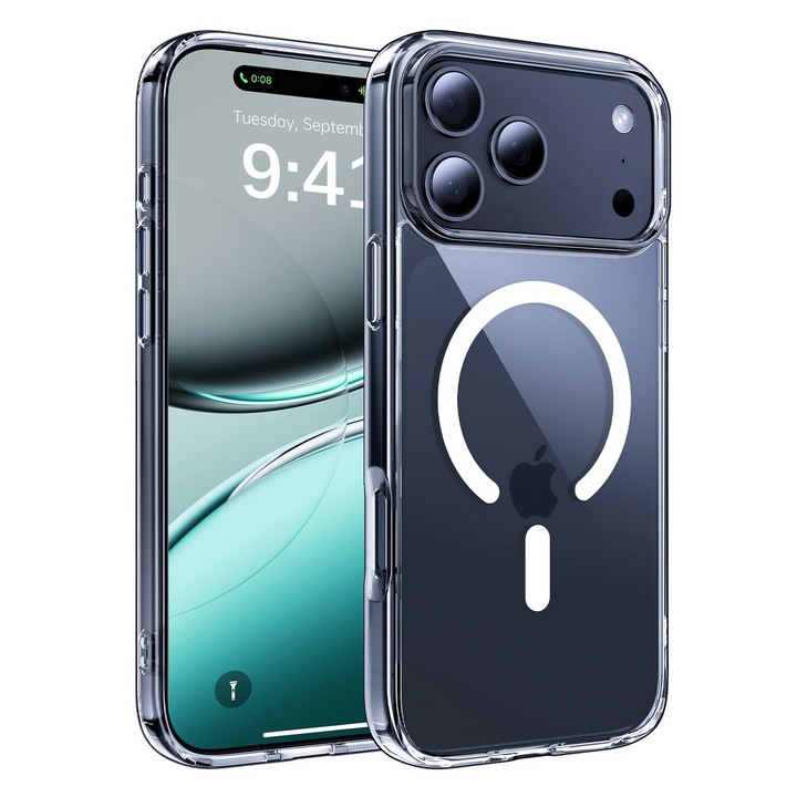 Husa Transparenta MagSafe, AEWOYAD®, Anti-Shock, Rezistent la caderi, Incarcare Wireless, Compatibila cu Apple iPhone 17 Pro Max