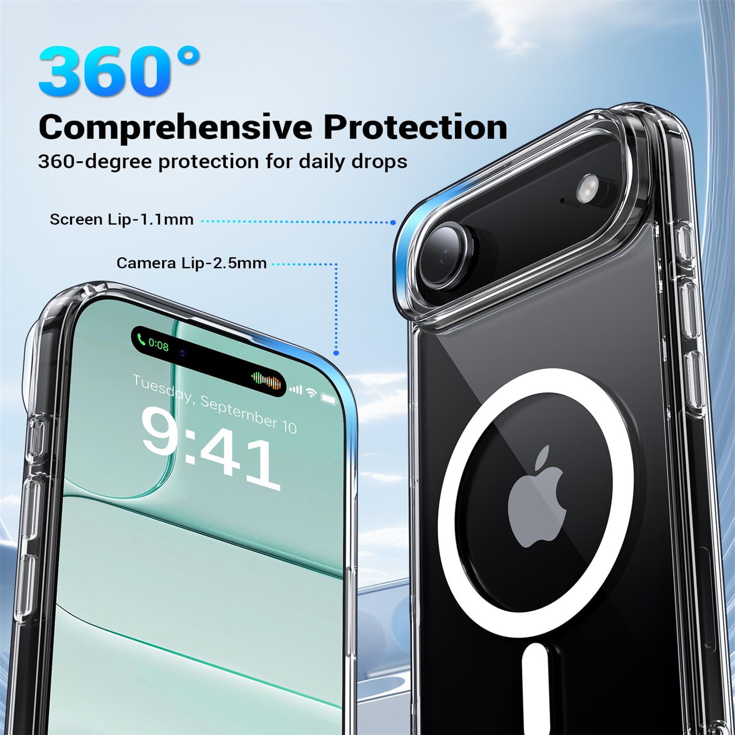 Husa Transparenta MagSafe, AEWOYAD®, Anti-Shock, Rezistent la caderi, Incarcare Wireless, Compatibila cu Apple iPhone 17 Air