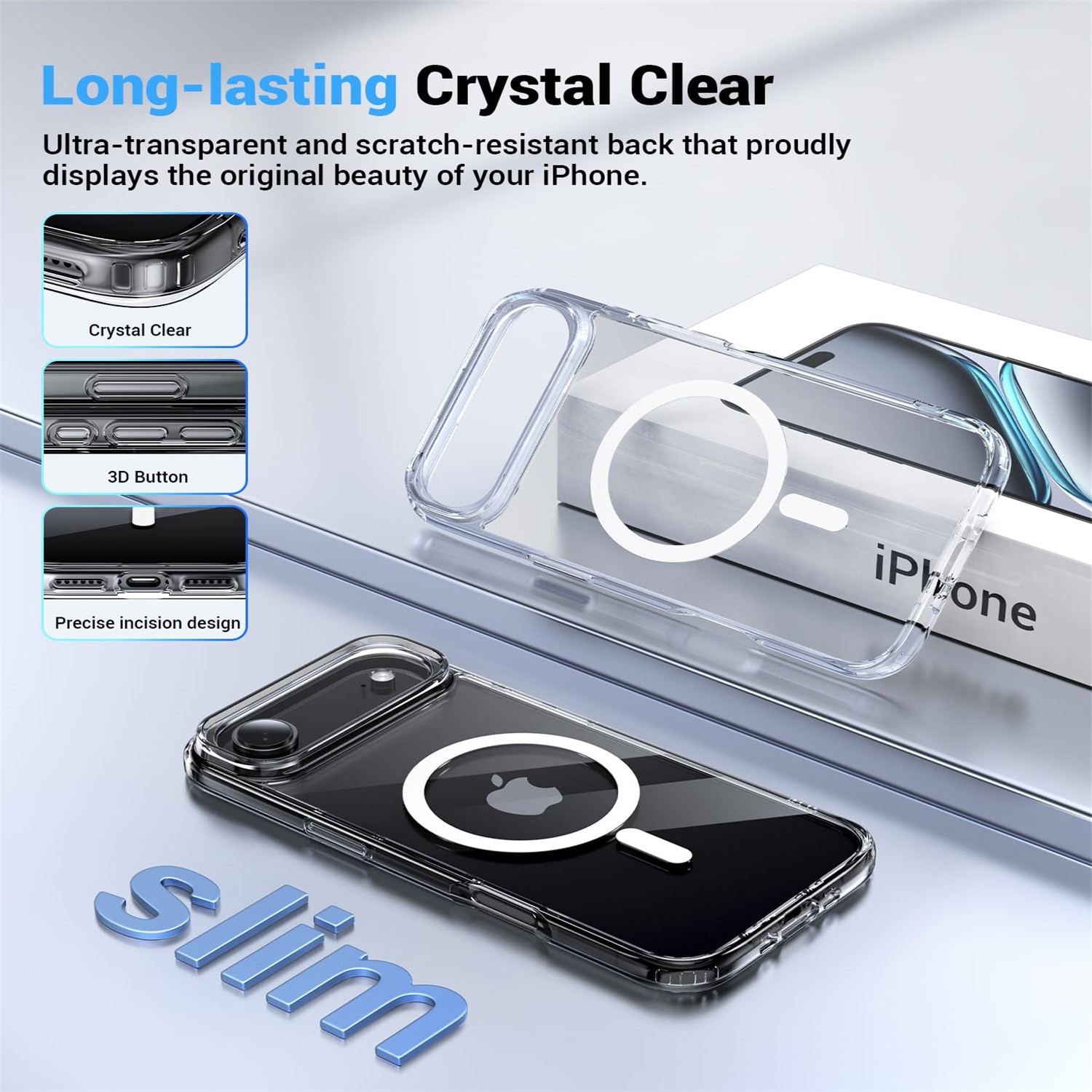 Husa Transparenta MagSafe, AEWOYAD®, Anti-Shock, Rezistent la caderi, Incarcare Wireless, Compatibila cu Apple iPhone 17 Air