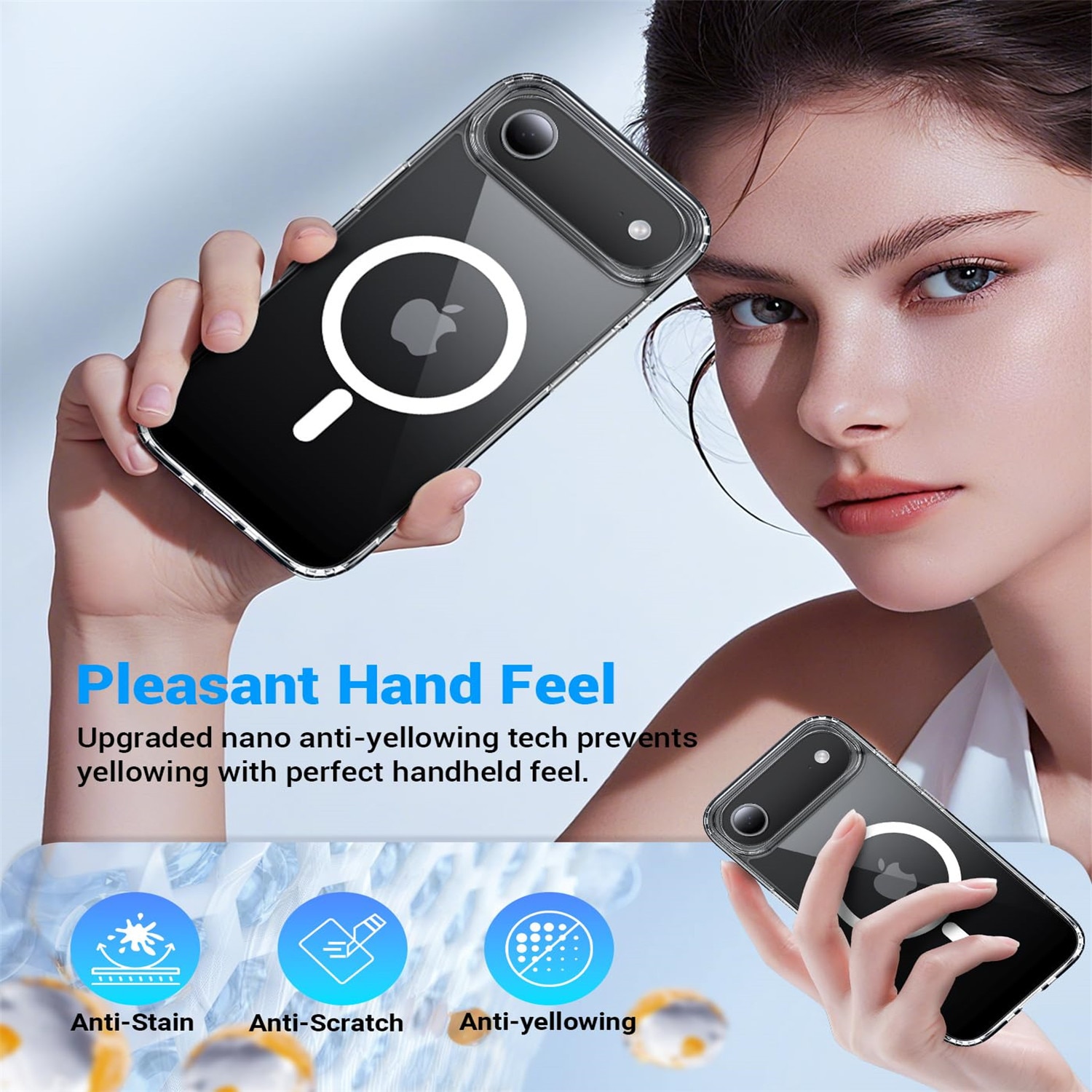 Husa Transparenta MagSafe, AEWOYAD®, Anti-Shock, Rezistent la caderi, Incarcare Wireless, Compatibila cu Apple iPhone 17 Air