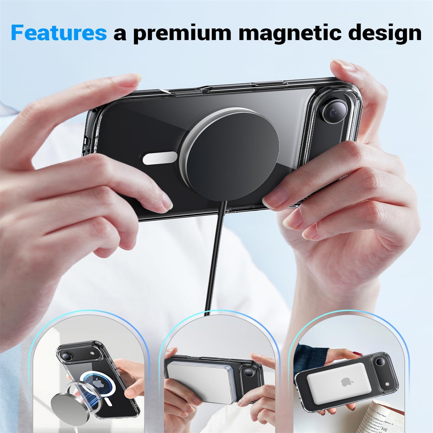 Husa Transparenta MagSafe, AEWOYAD®, Anti-Shock, Rezistent la caderi, Incarcare Wireless, Compatibila cu Apple iPhone 17 Air