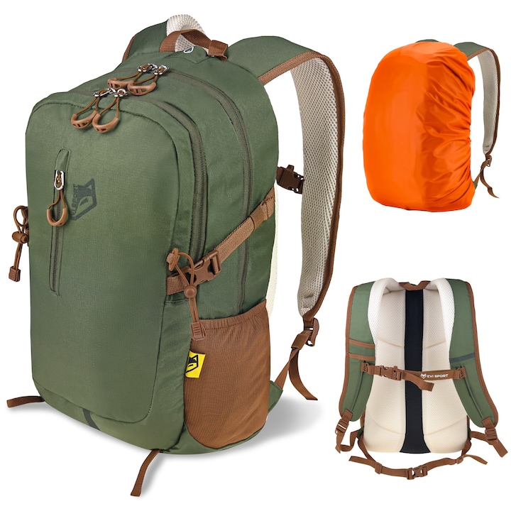 Rucsac turistic EVI SPORT TRAILPACK 25L, verde, rezistent la apă, 49x29x17cm, 10 buzunare