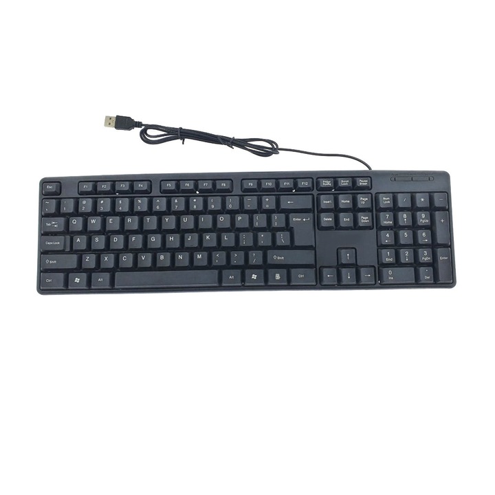 Tastatura USB Office Classic Big Enter, Cablu 120 cm, Neagra, dimensiuni 440 x 128 x 20 mm